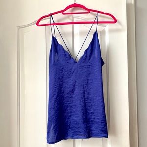 Free people satin scallop silk tank strapped back